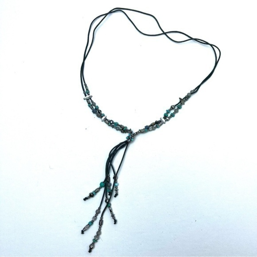Leather, Silver & Turquoise Bead Tasso Necklace